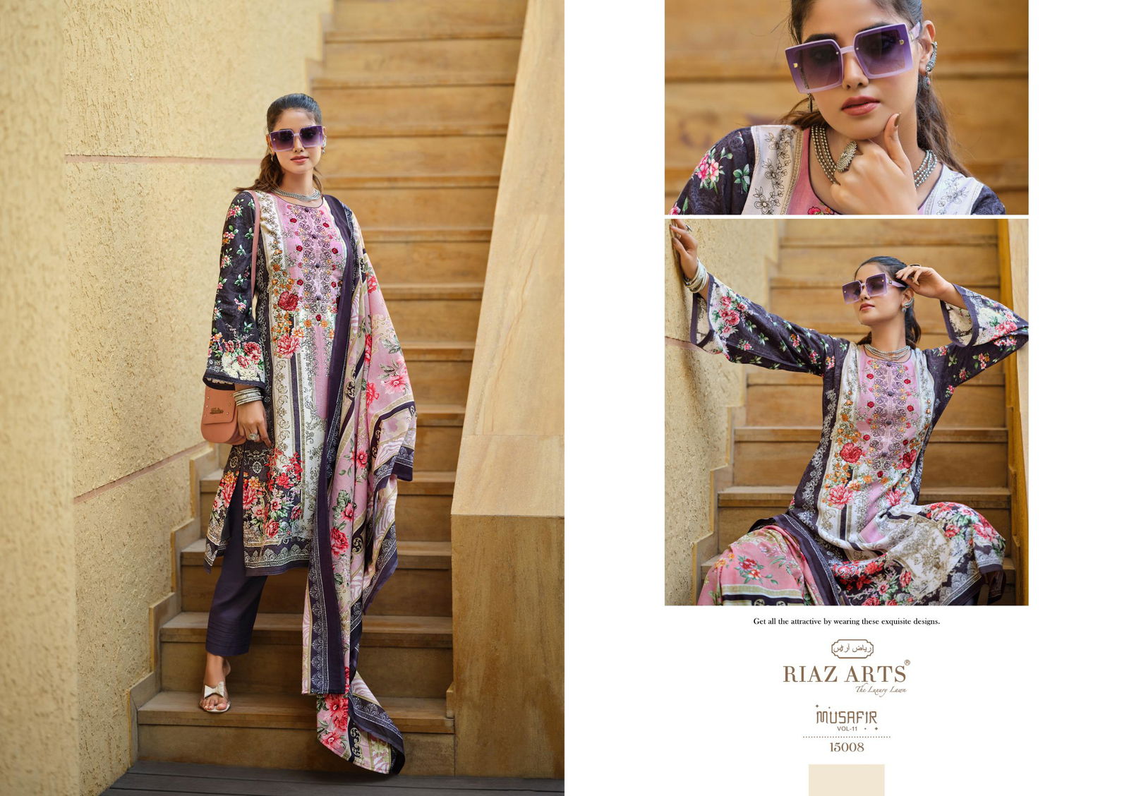 Musafir Vol 11 By Riaz Arts Lawn Digital Printed Dress Material Wholesale Online
